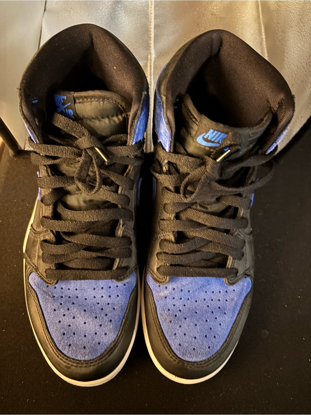 Jordan Black and Royal Blue High-Top Sneakers